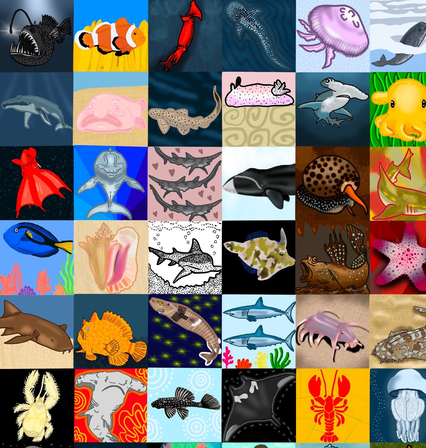 100 Days of Ocean Doodles – Free Digital Art Collection